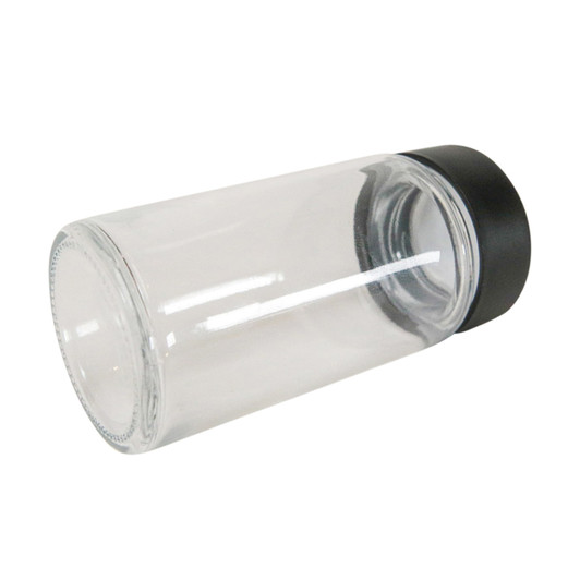 90mm Clear Glass Mini Jar with 44mm Matte Black Cap - Child Resistant - [200 per Case]