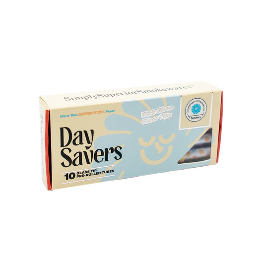 DaySavers 84mm/30mm Refined White Artisan Tubes with Glass Tip [10 Pack]