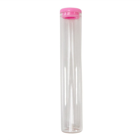 125mm Clear Glass Single Width Cork Tube with Pink Silicone Cap - [400 per Case]