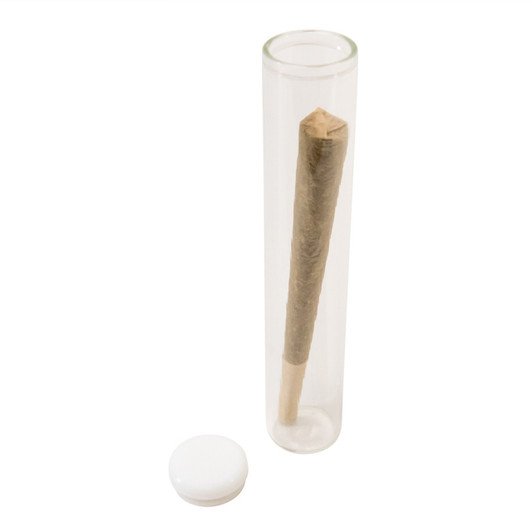 125mm Clear Glass Single Width Cork Tube with White Silicone Cap - [400 per Case]