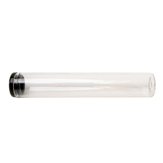 125mm Clear Glass Single Width Cork Tube with Black Silicone Cap - [400 per Case]