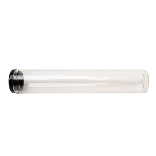 120mm Clear Glass Single Width Cork Tube with Black Silicone Cap - [400 per Case]