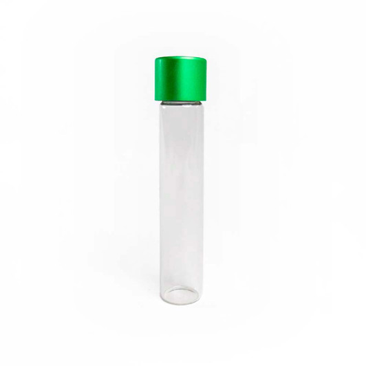 115mm Glass Pre-Roll Tubes with Child-Resistant Green Alumite Cap [400 tubes per Case]