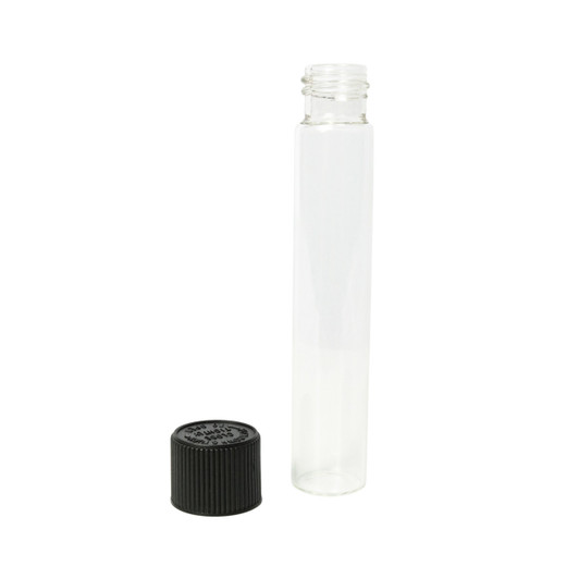115mm Glass Pre-Roll Tubes with Black Child Resistant Cap (Ridged) [400 tubes per Case]