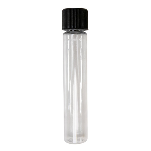 115mm Clear PET Plastic Tube with 22mm Ridged Black CR Cap - [400 per Case]