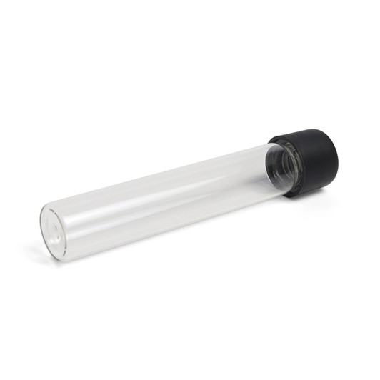 115mm Glass Pre-Roll Tubes with Black Child Resistant Cap (Smooth) [400 tubes per Case]