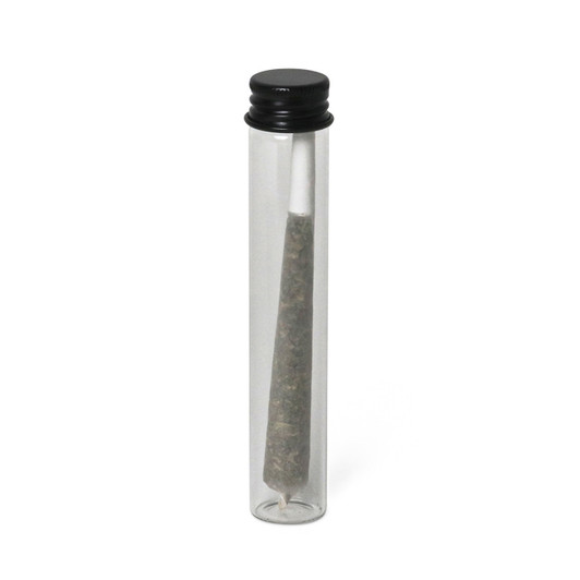 115mm Clear Glass Tubes With Black Aluminum Screw Cap - Non Child-Resistant [400 per Case]