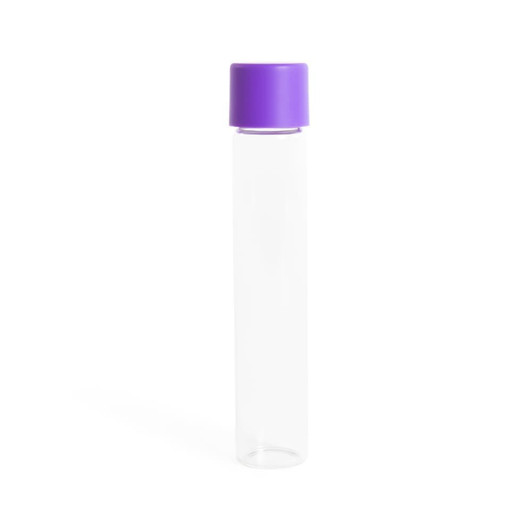 115mm Glass Pre-Roll Tubes with Child-Resistant Purple Smooth Cap [400 tubes per Case]