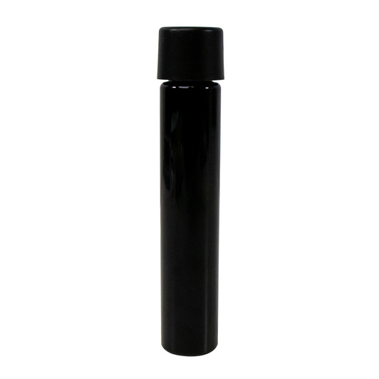 115mm Black PET Plastic Pre-Roll Tube with Smooth Black CR Cap [400 per Case]