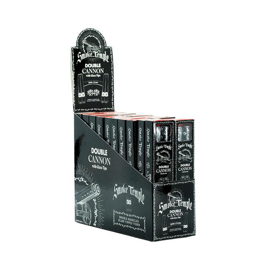 Display Box - Smoke Temple Pre-Rolled Double Cannon with Glass Tips - Refined White [20 Packs per Case - 1 Double Cannon per Pack]