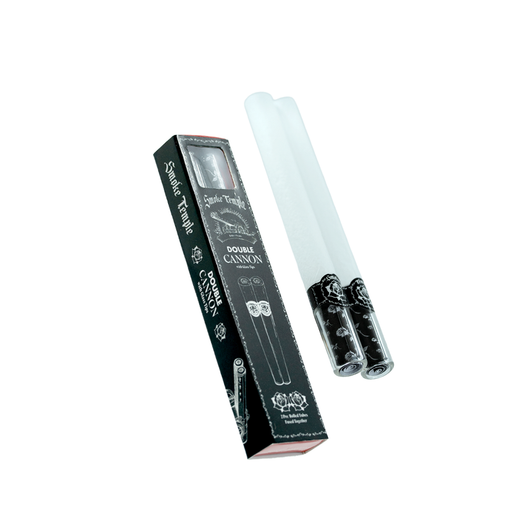 Display Box - Smoke Temple Pre-Rolled Double Cannon with Glass Tips - Refined White [20 Packs per Case - 1 Double Cannon per Pack]