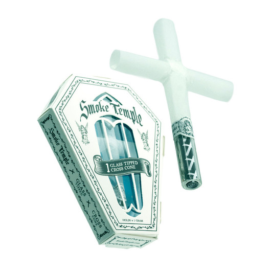 Smoke Temple 84mm Glass Tip Cross Cone - Coffin Box [1 Cross Cone per Pack]