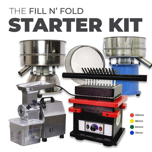 fill n fold pre roll starter kit cone filling machine and cannabis grinder bundle