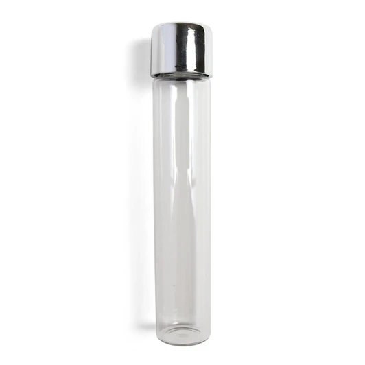 115 millimeter glass pre roll tubes with child resistant silver cap front