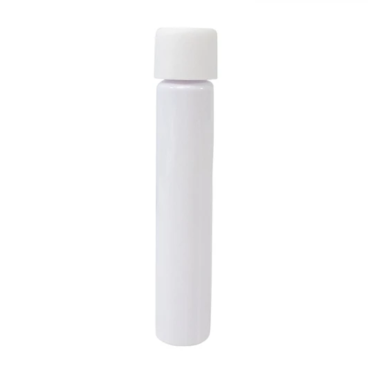 115 millimeter white pet plastic pre roll tube with smooth white child resistant cap front
