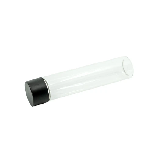 125 millimeter clear jumbo glass tube 30 millimeter jumbo matte black smooth cap child resistant side
