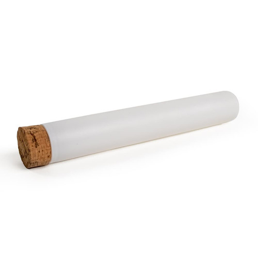 125 millimeter matte white glass tube with t cork left