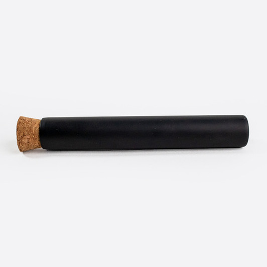 125 millimeter matte black glass pre roll tubes with cork  left