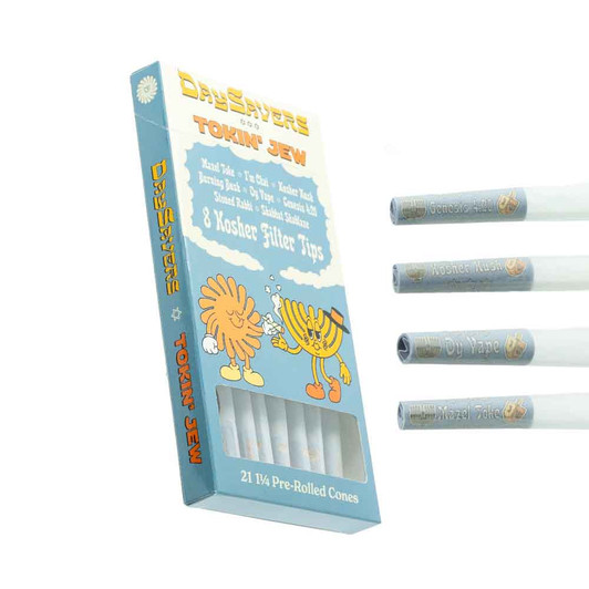 tokin jew box beside four white paper pre rolled cones