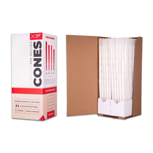 109mm 1.3g  White Pre-Rolled Cones - Unbranded w/ 21mm Filter  [1,000 per Box] - White_Paper_109mm_Box_1__10113.jpg