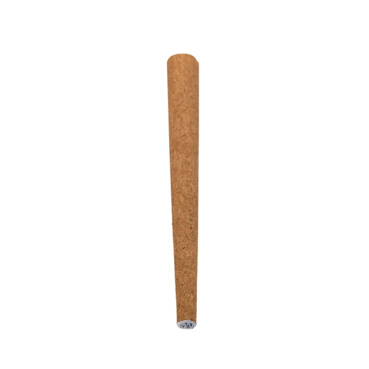 upright brown hemp wrap blunt cone with a wide open top and a white filter at the bottom