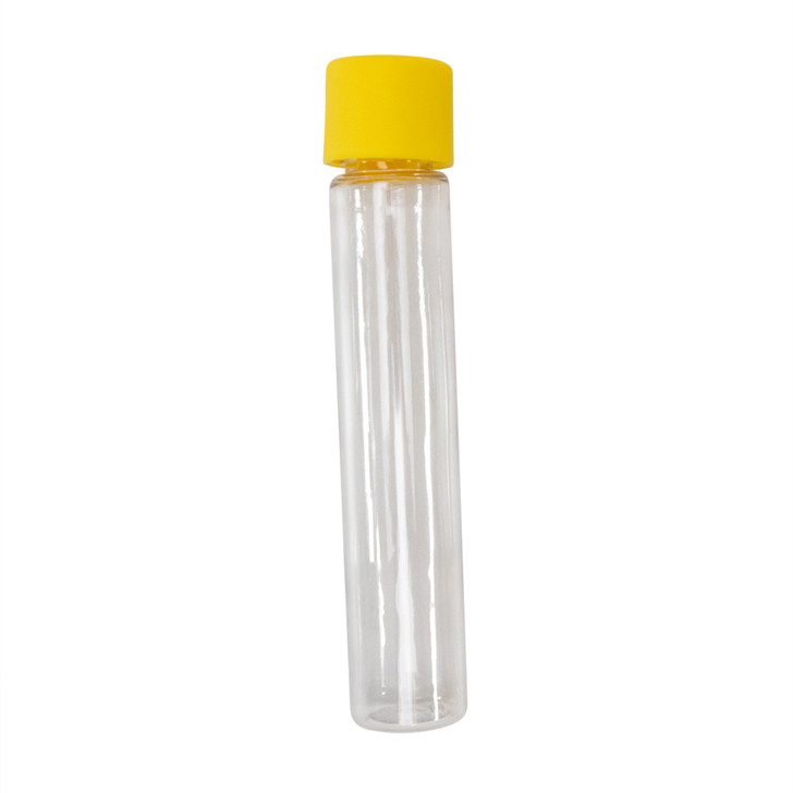 115mm Clear PET Tube with 22mm Matte Yellow Smooth CR Cap [400 per case] - 115mm_PET_Tubes_0083_1000px.jpg