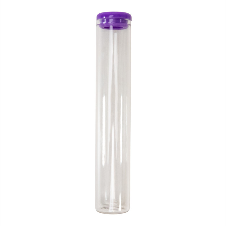 120mm Clear Glass Single Width Cork Tube with Purple Silicone Cap [400 per Case] - Silicone-Caps_120mm-125mm-Tube_0079.jpg
