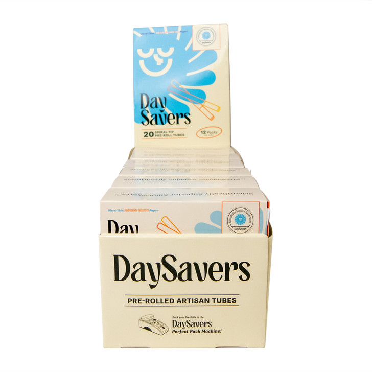DaySavers Display Case - 84mm/26mm Refined White Artisan Tubes [12 Packs in Case] [20 Tubes Per Pack]