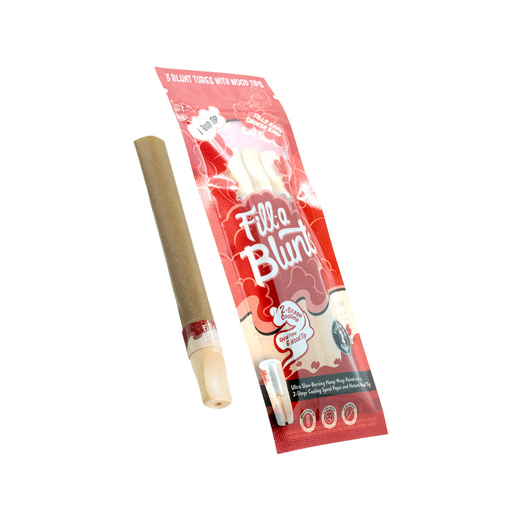 Fill-a Blunts 2 Gram Fatty Pre Rolled Hemp Wrap Blunt Tubes with Wood Filter Tips [Pack of 3]