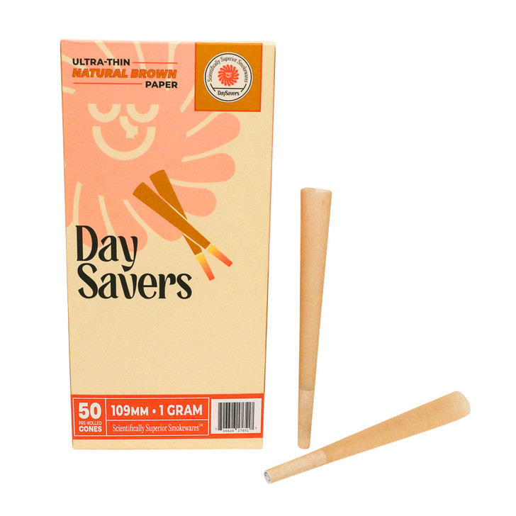 DaySavers 109/26mm Natural Brown Pre-Rolled Cones [50 Cone Box]