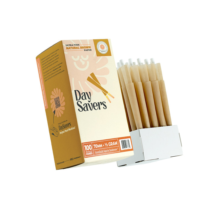 DaySavers Mini "Dogwalker" Natural Brown Pre Rolled Cones [100 Cone Box]