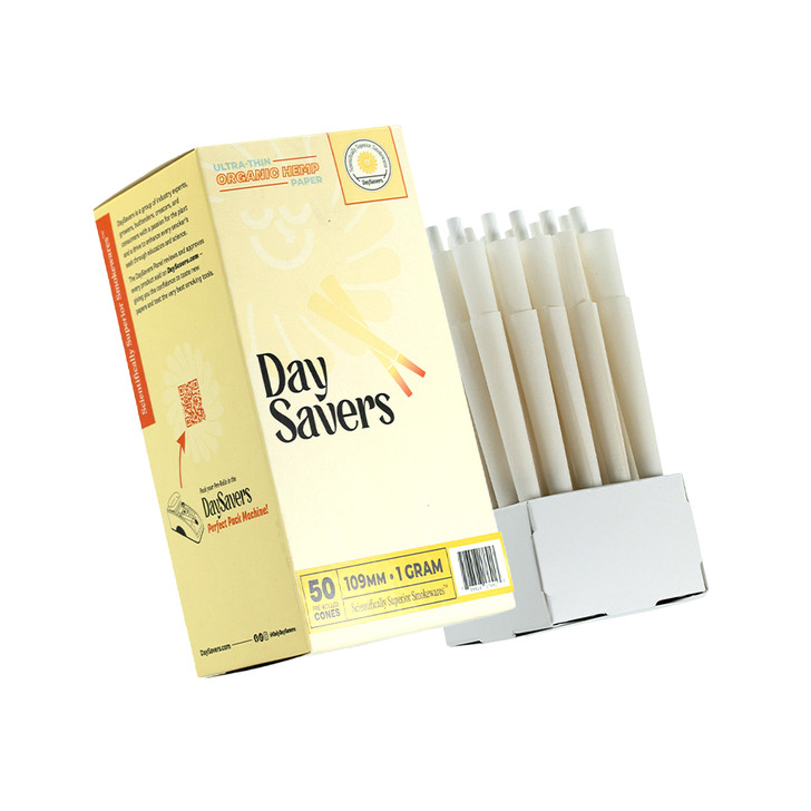 DaySavers 1 Gram King Size Organic Hemp Pre Rolled Cones [50 Cone Box]