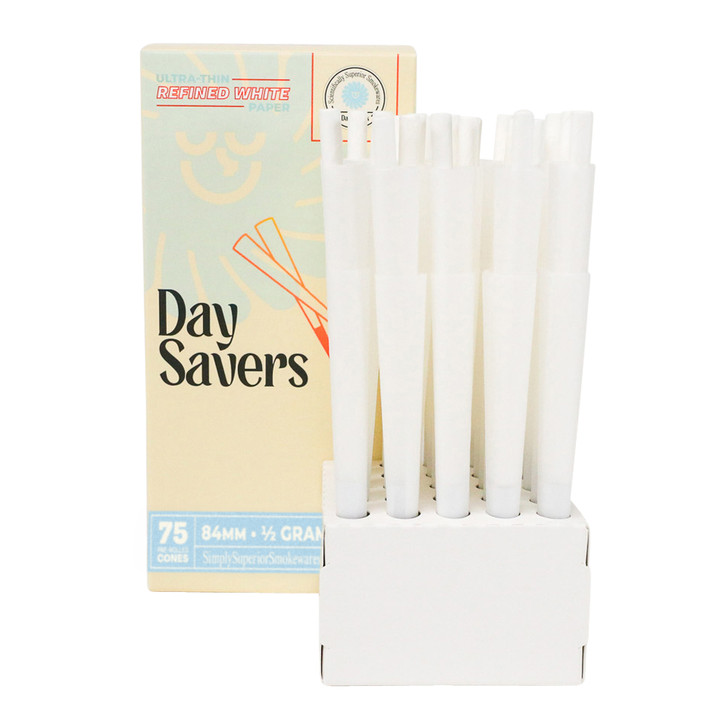 DaySavers Half Gram 1 1/4 White Pre Rolled Cones [75 Cone Box]