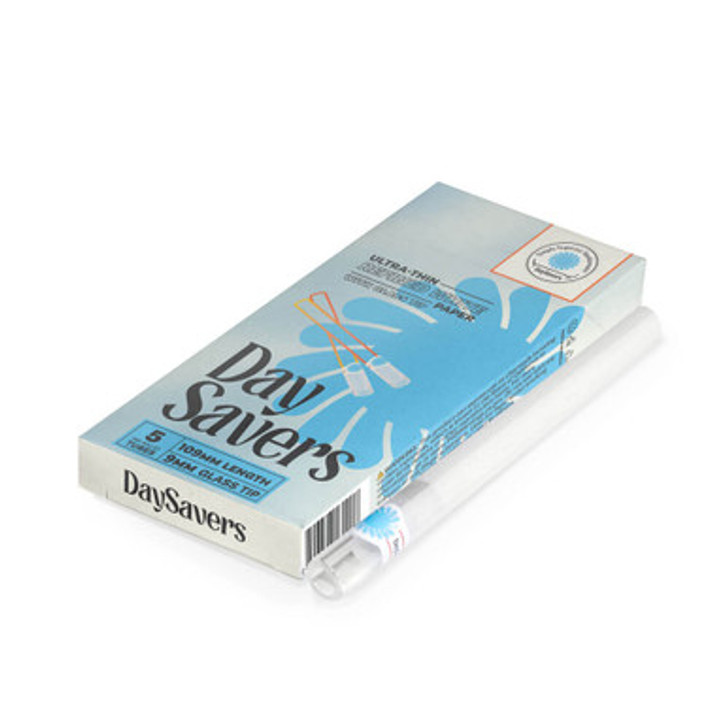 DaySavers 109mm Pre-Roll Tubes with a Glass Tip - Refined White [5 Tube Pack]