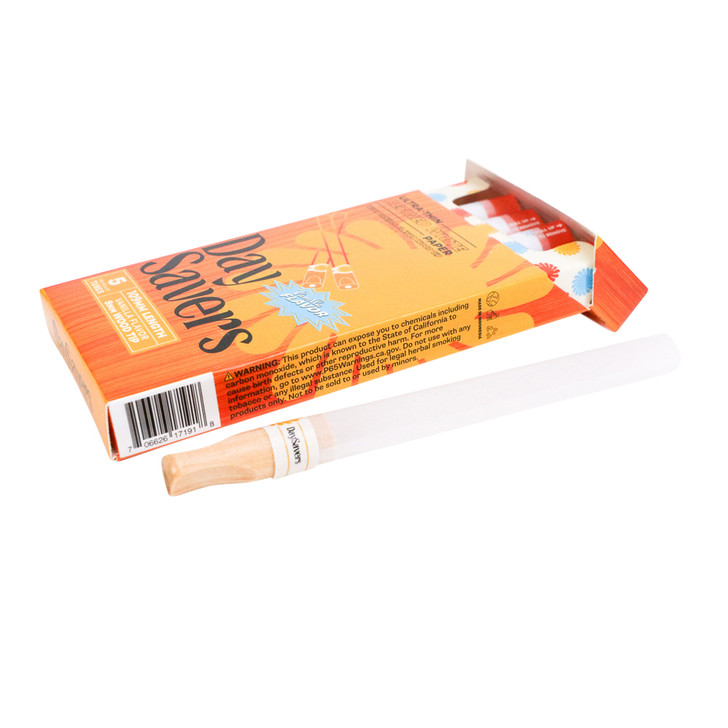 DaySavers 109mm Pre-Roll Tubes with a Vanilla Flavor Wood Tip - Refined White [5 Tube Pack]