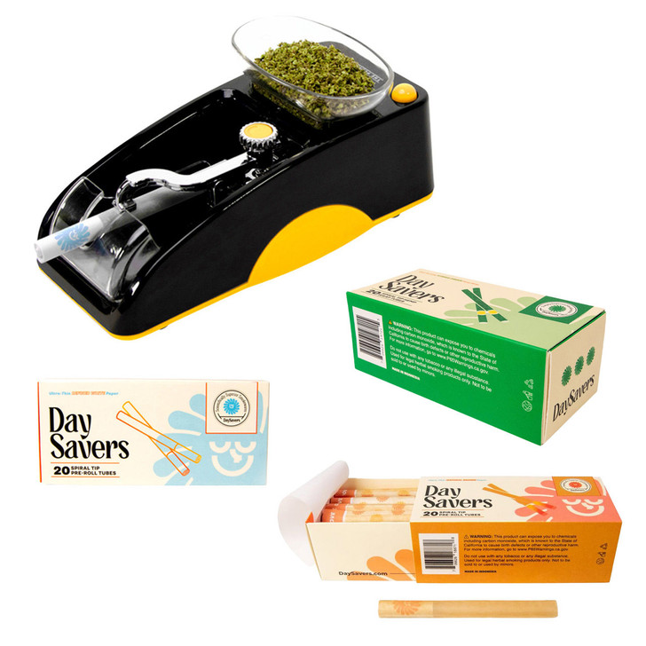 DaySavers Perfect Pack Machine & 60 Pre-Rolled Artisan Tubes Bundle