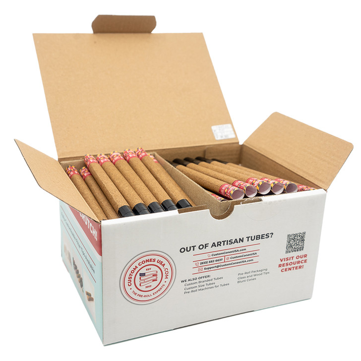 109mm Pre-Rolled Tube Brown Hybrid Hemp Wrap Black Ceramic Tipped with Black Band (11mm x 30mm) [100 per Case]