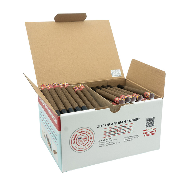 109mm Pre-Rolled Tube Dark Brown Hybrid Hemp Wrap Black Ceramic Tipped with Black Band (11mm x 30mm) [100 per Case]