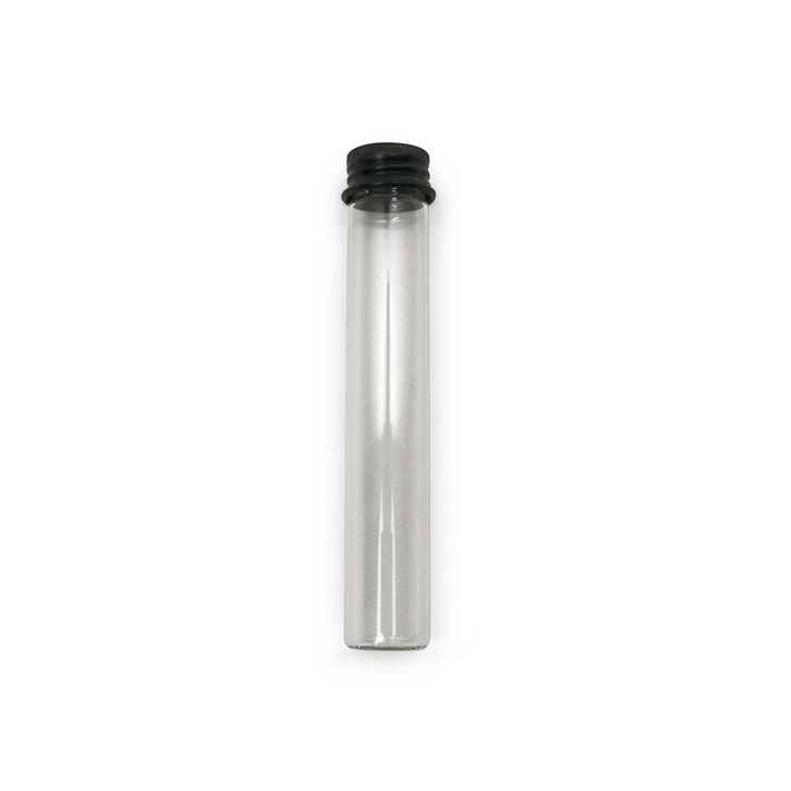 115mm Clear Glass Tubes With Black Aluminum Screw Cap - Non Child-Resistant [400 per Case]