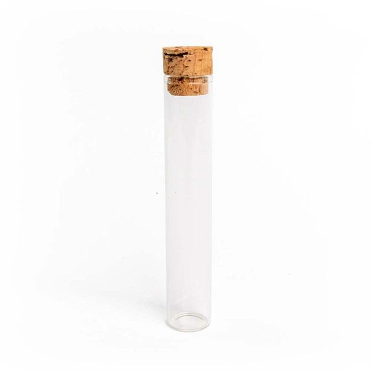 120mm extra wide glass tube with t-cork empty and closed