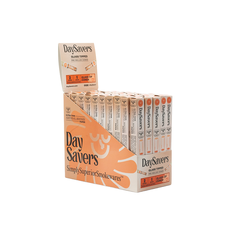 DaySavers Display Box - 1 Gram Glass Tip Cones - Natural Brown [50 per case]