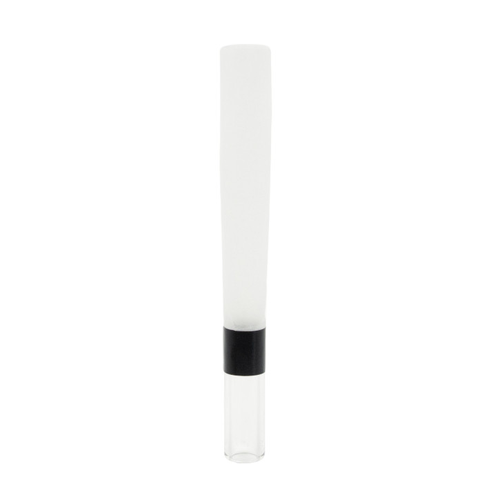 90mm Pre-Rolled Cone Refined White Paper with No Pinch Glass Tip and Mesh Screen (9mm x 30mm) [75 per Case]