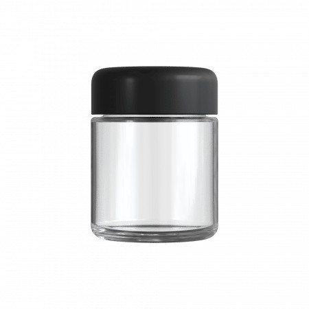3 Oz Clear Glass Jar with Child Resistant Plastic Matte Black Lid [100 per case]