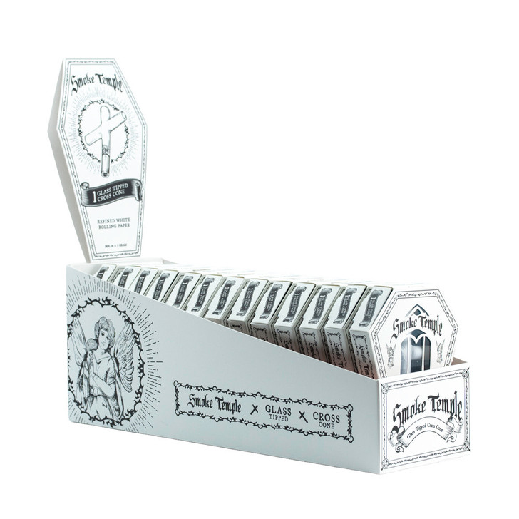 Display Box - Smoke Temple 84mm Glass Tip Cross Cone [13 Packs per Display Box]