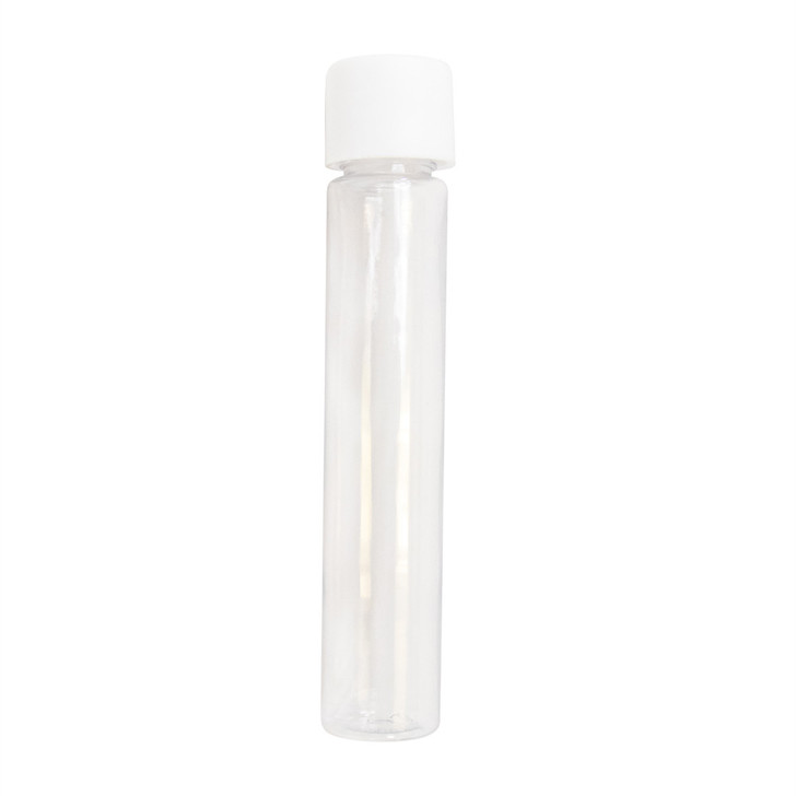 115 millimeter clear pet tube with 22 millimeter matte white smooth child resistant cap front