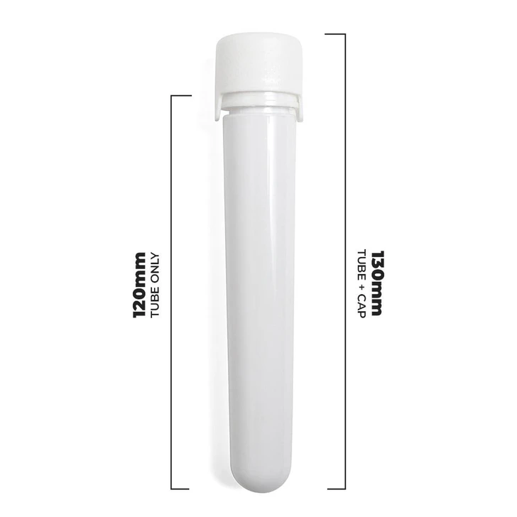  120mm White Super Seal Pre-Roll Tapered Tubes - Child Resistant, Tamper Evident, and Air-Tight Pre-Roll Packaging [500 tubes per Case] 