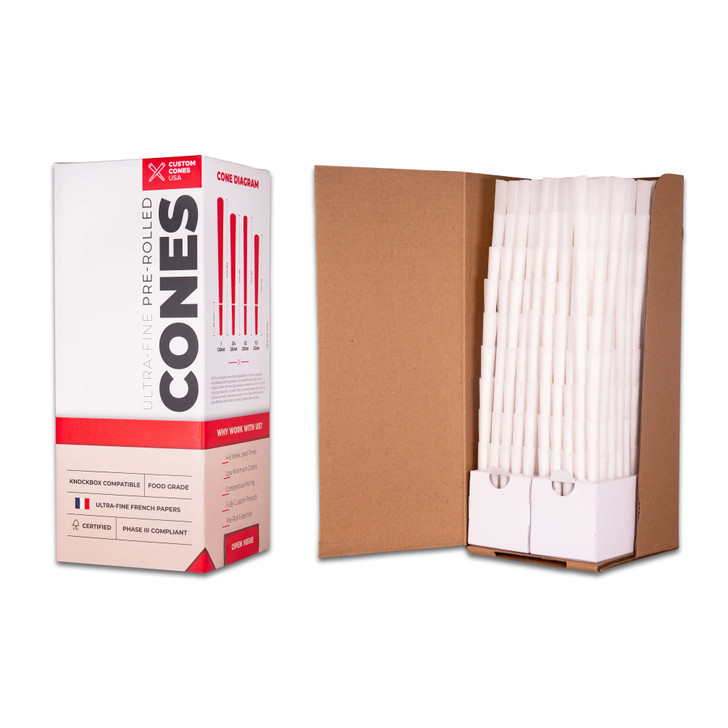 70mm/26mm Mini Pre-Rolled Cones - Dogwalkers - Refined White [900 Cones per Box]