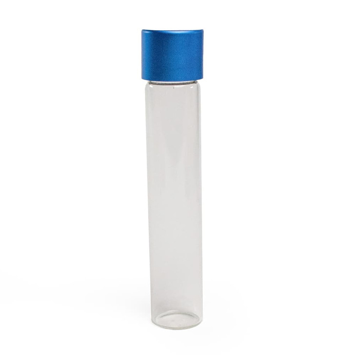115mm Glass Pre-Roll Tubes with Child-Resistant Blue Alumite Cap - [400 tubes per case]
