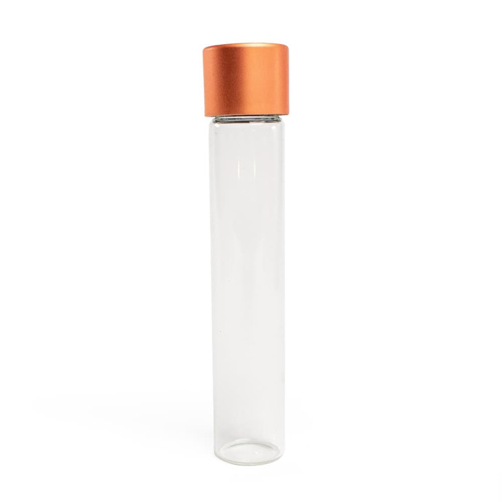 115mm Glass Pre-Roll Tubes with Child-Resistant Orange Alumite Cap - [400 tubes per case]