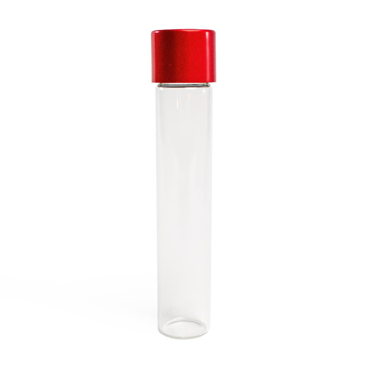 115mm Glass Pre-Roll Tubes with Child-Resistant Red Alumite Cap - [400 tubes per case]